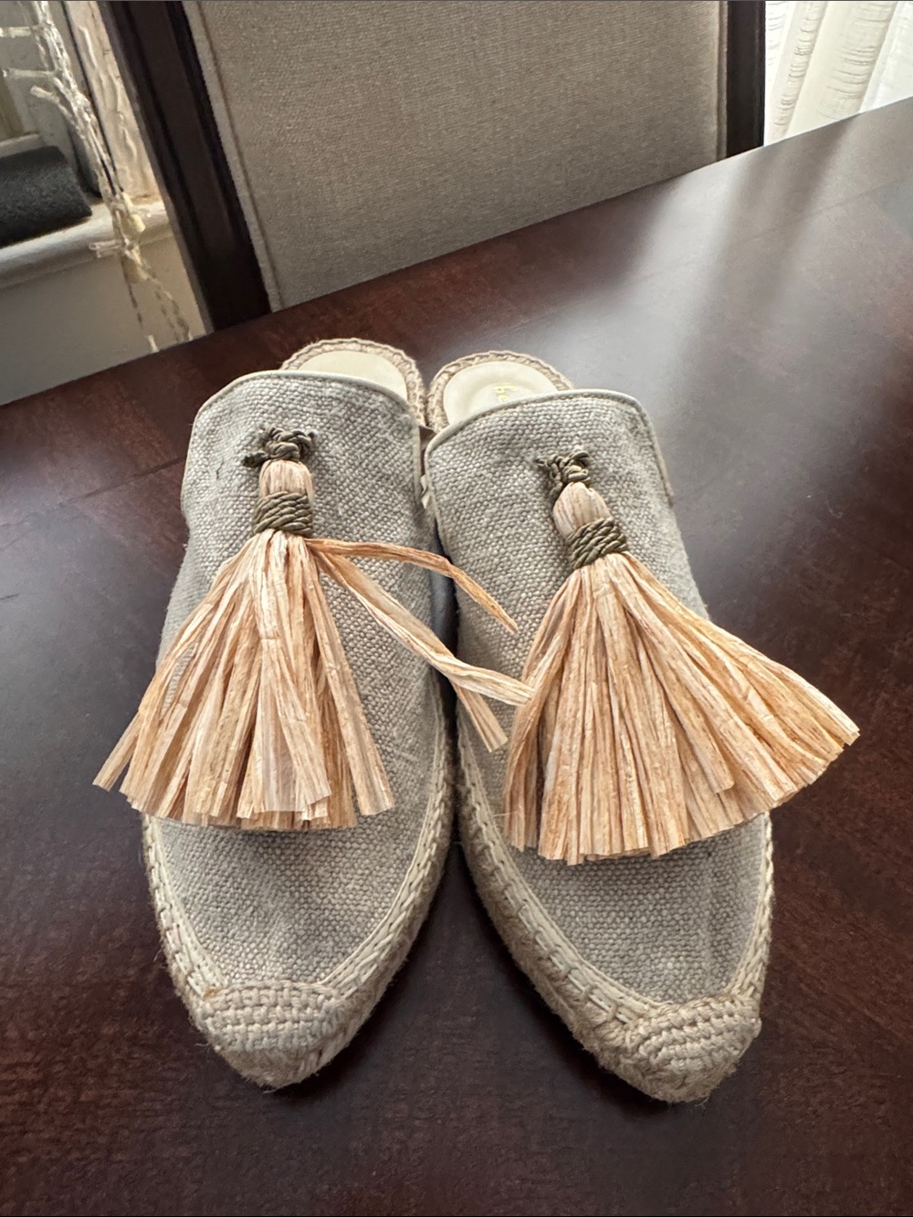 bettye muller Beige Espadrille Tassel Mules